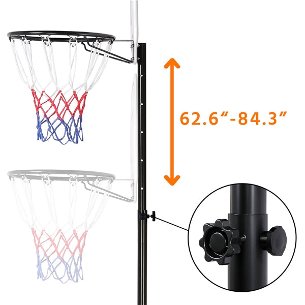 6.4-8.2 Ft. Height Adjustable Basketball Hoop System for Kids w/ Wheels