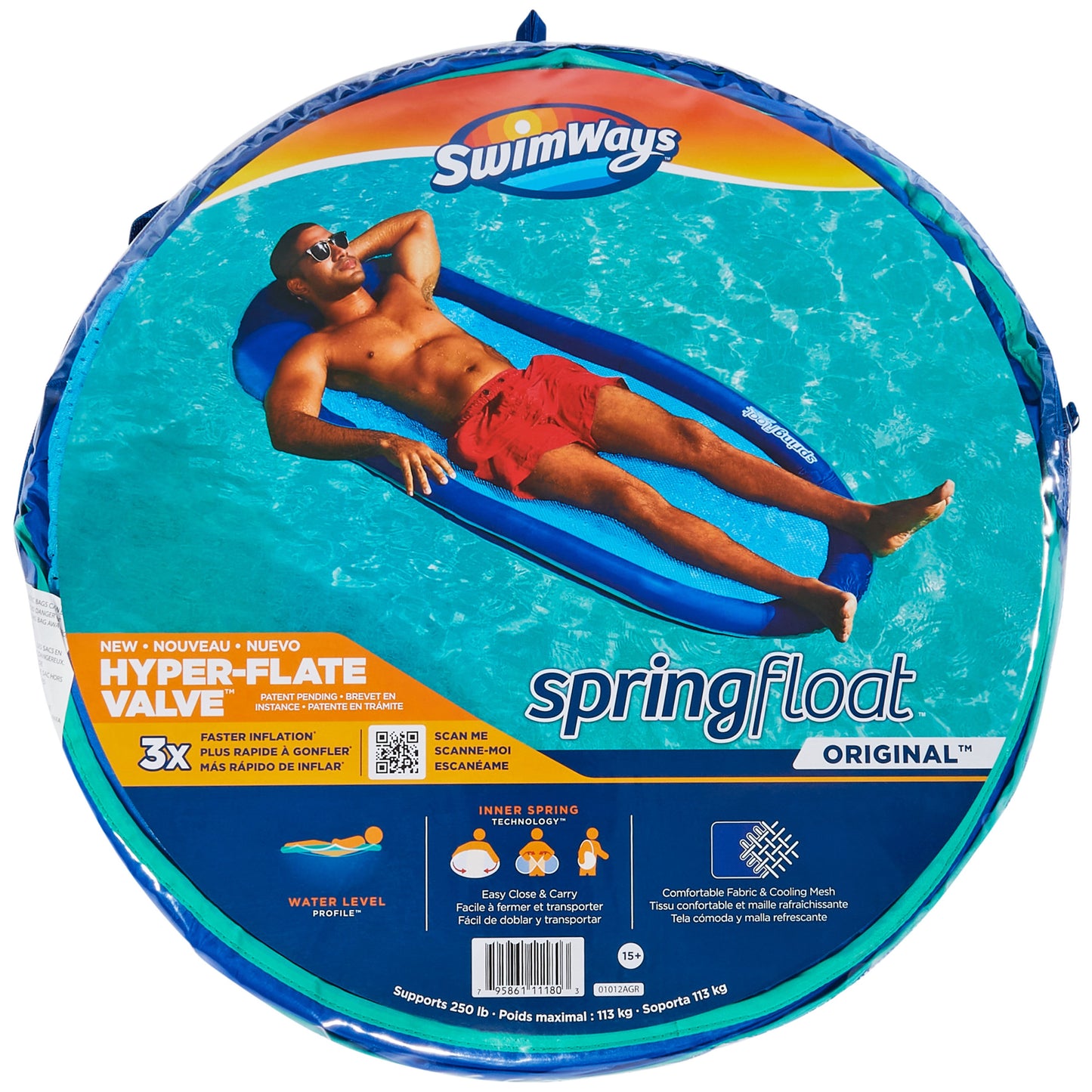 Inflatable Pool Lounge Chair for Ages 15+, Blue
