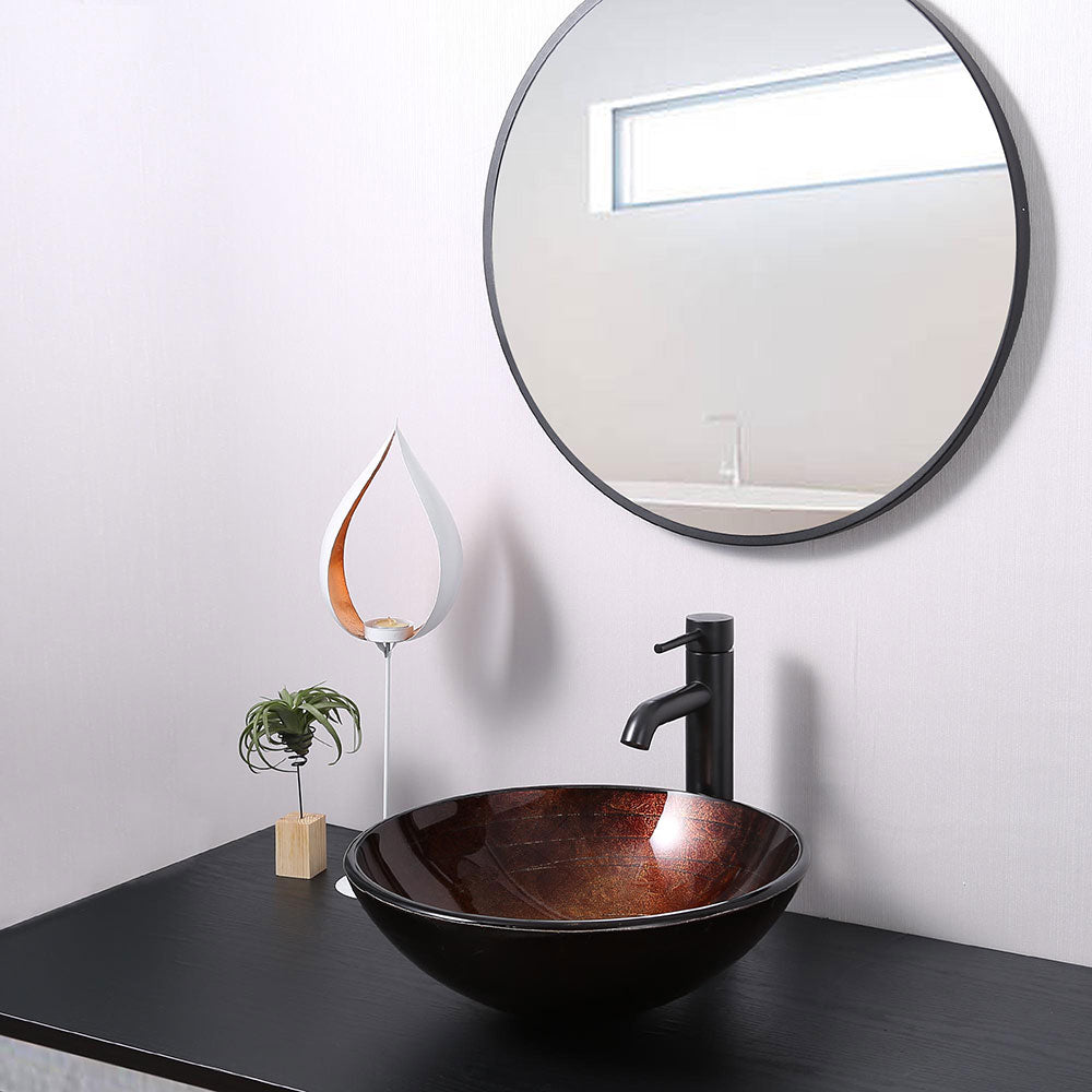 Bathroom Tempered Glass Round Vessel Sink