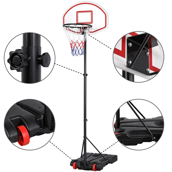 6.4-8.2 Ft. Height Adjustable Basketball Hoop System for Kids w/ Wheels