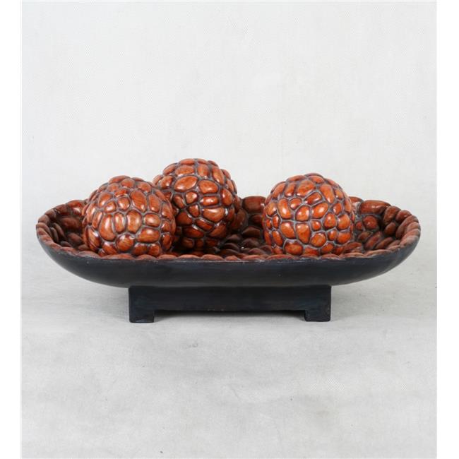 4 in. Bowl with 3 Piece Spheres for Home Decoration