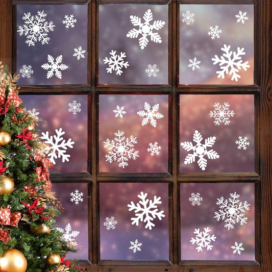 135Pcs Christmas Snowflakes Window Clings