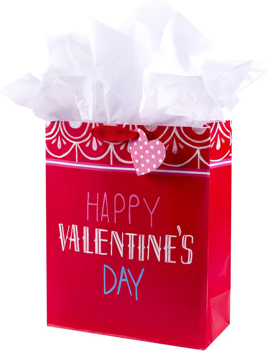 15" Extra Large Gift Bag with Tissue Paper (Happy Valentine's Day)