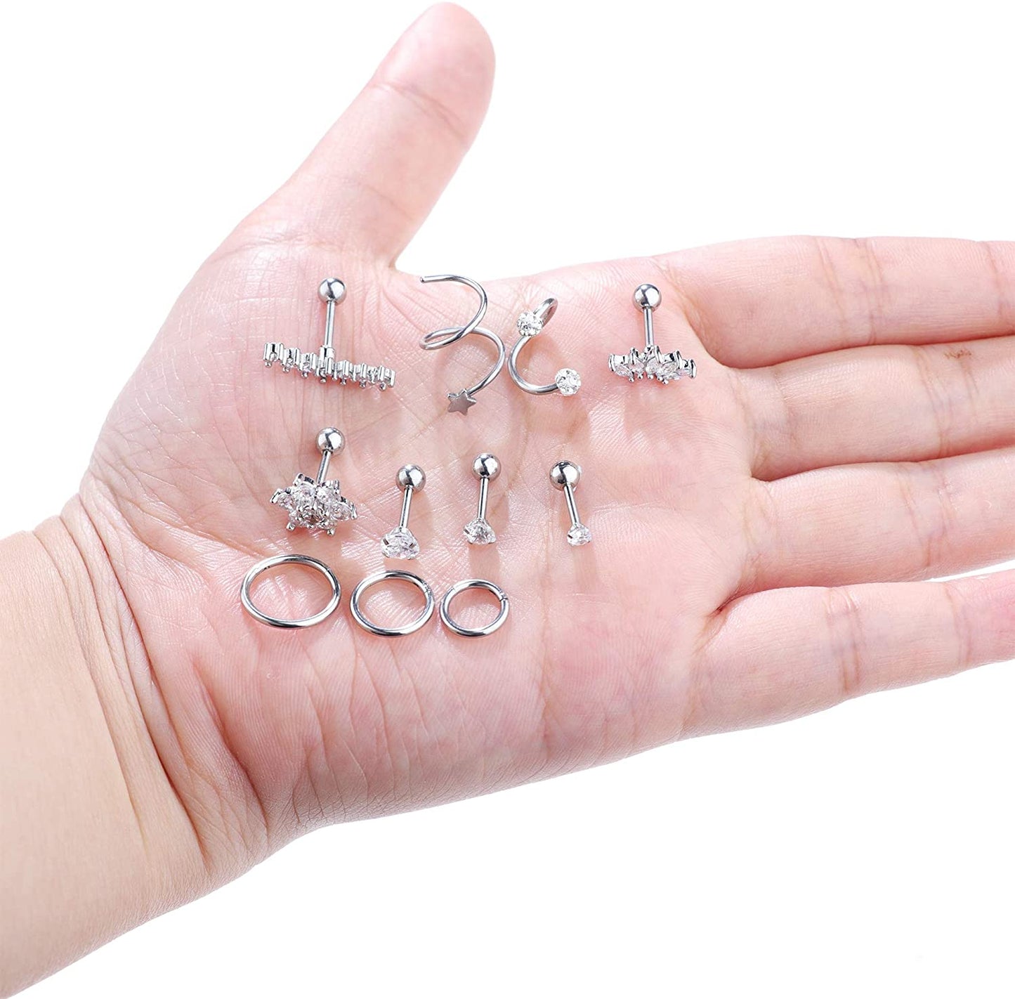 11Pcs Stainless Steel Ear Cartilage Earrings Hoops for Women