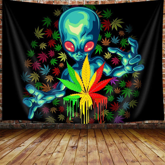 Trippy Alien Leaf Tapestry Psychedelic Tie Dye  60X40Inches