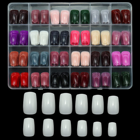 576Pcs Press on Nails, Medium Square Fake Nails Full Cover Nail Colorful Salon Art DIY 24 Color