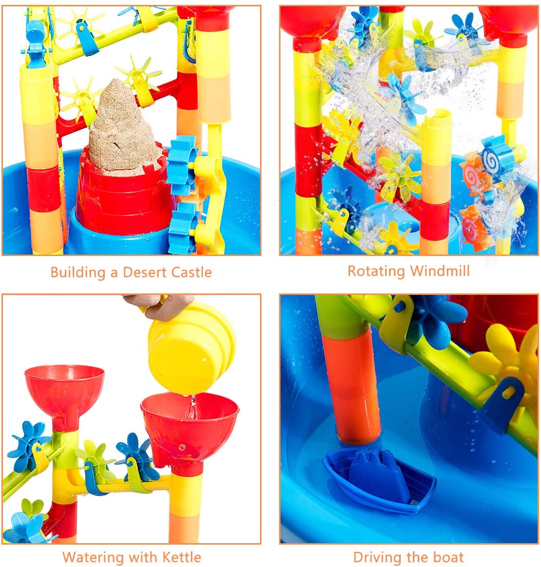 Sand & Water Play Table for Kids, 2-in-1 Beach Set Toys