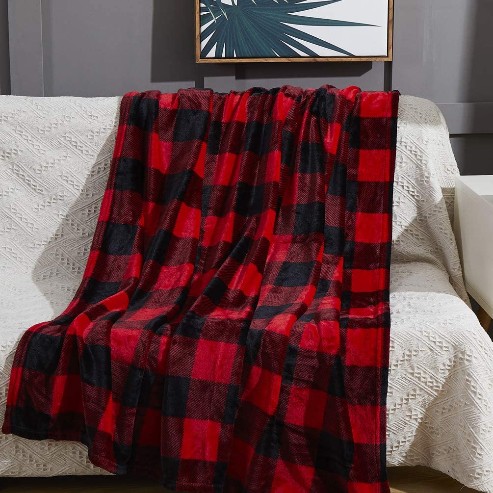 All Season Microfiber Velvet Super Luxury Lightweight Warm Soft and Cozy Plaid Throw Blanket