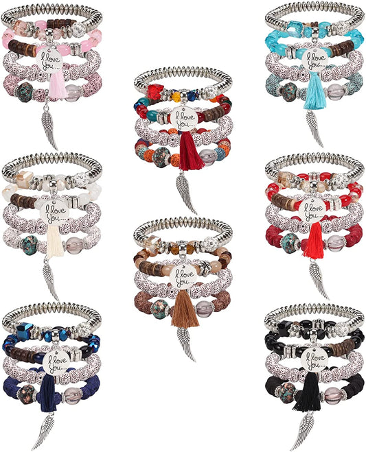 Bohemian Bracelets for Women Stretch Multilayer Colorful Beads Bracelet