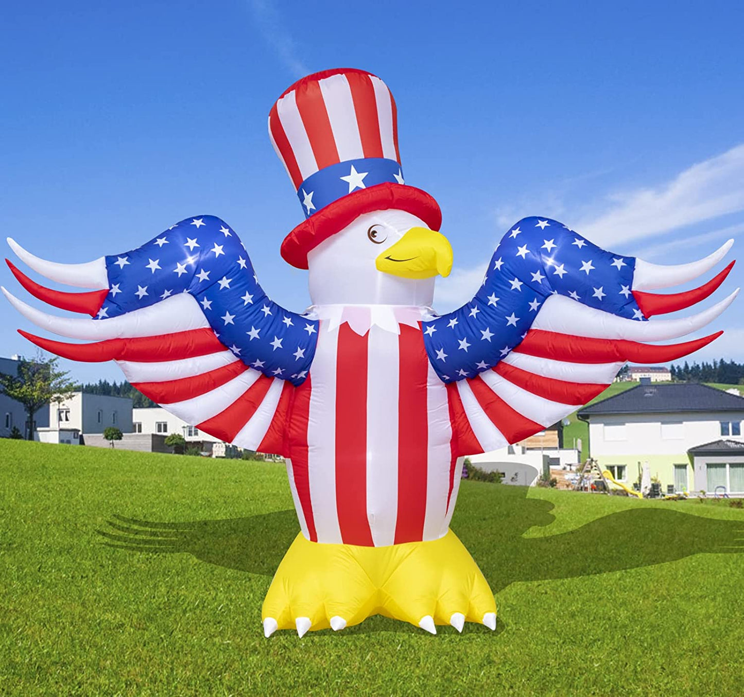 7 FT 4th of July Inflatable Decorations, American Flying Bald Eagle Decor with Build-in LEDs