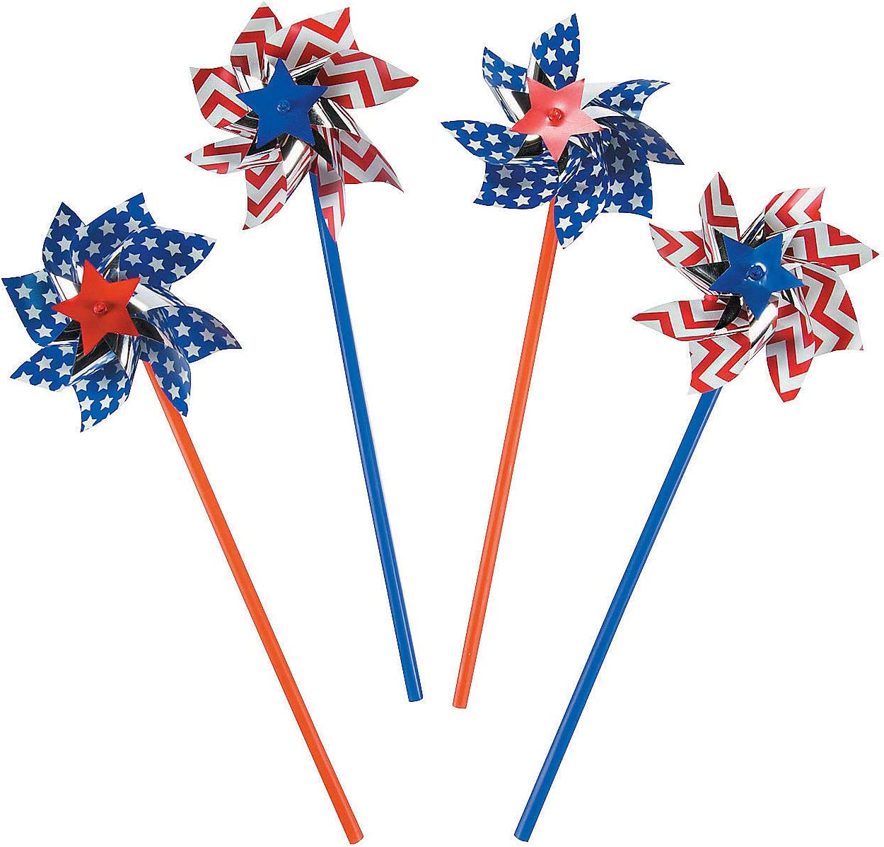 Jumbo American Flag Pinwheels, 36 Pieces, 4th of July, Memorial Day, Labor Day and Veterans Day Party Supplies