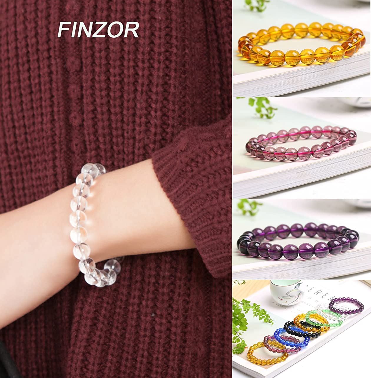 15Pcs 8mm Beaded Stretch Bracelet Handmade Round Glass Bracelet for Women Multicolor Matte Beads Elastic