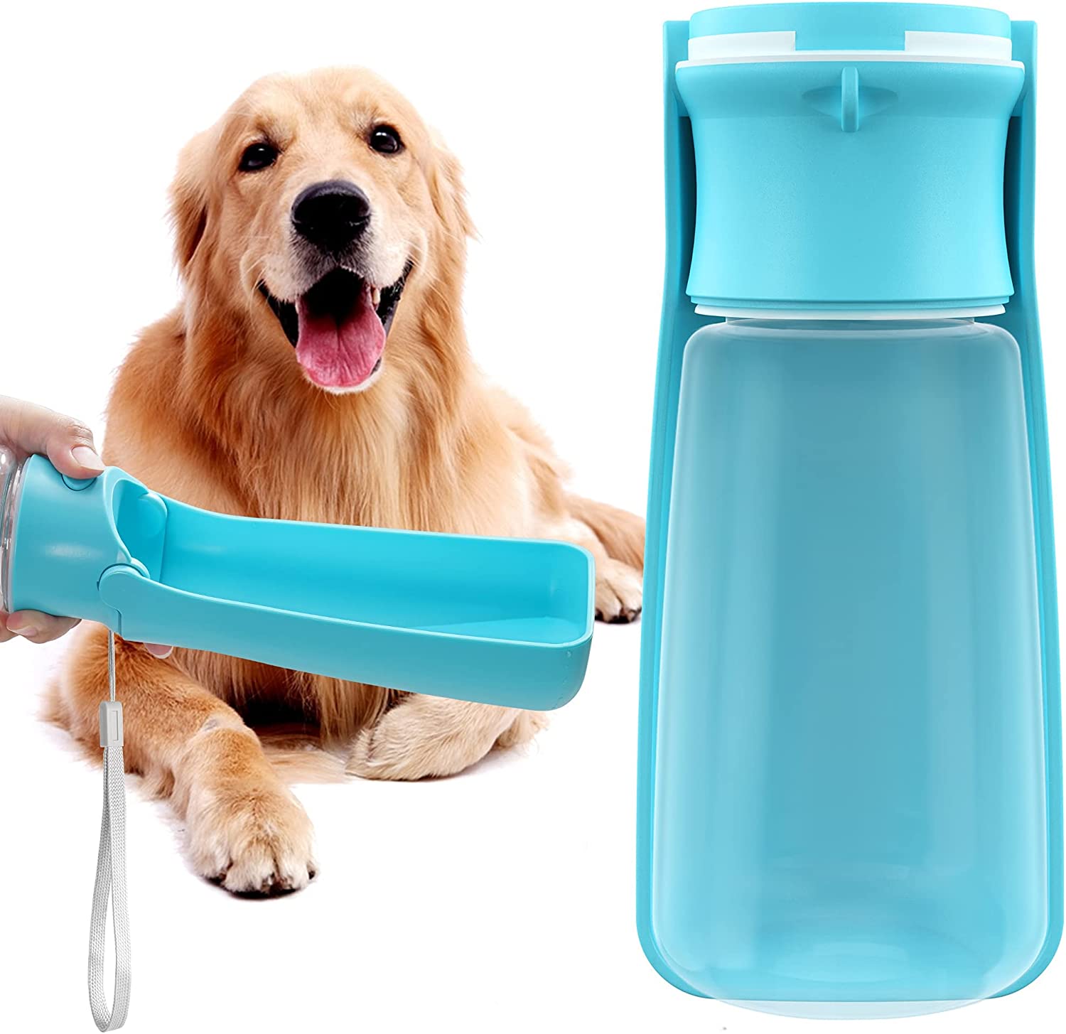 Portable Dog Water Bottle for Walking (19oz Blue)