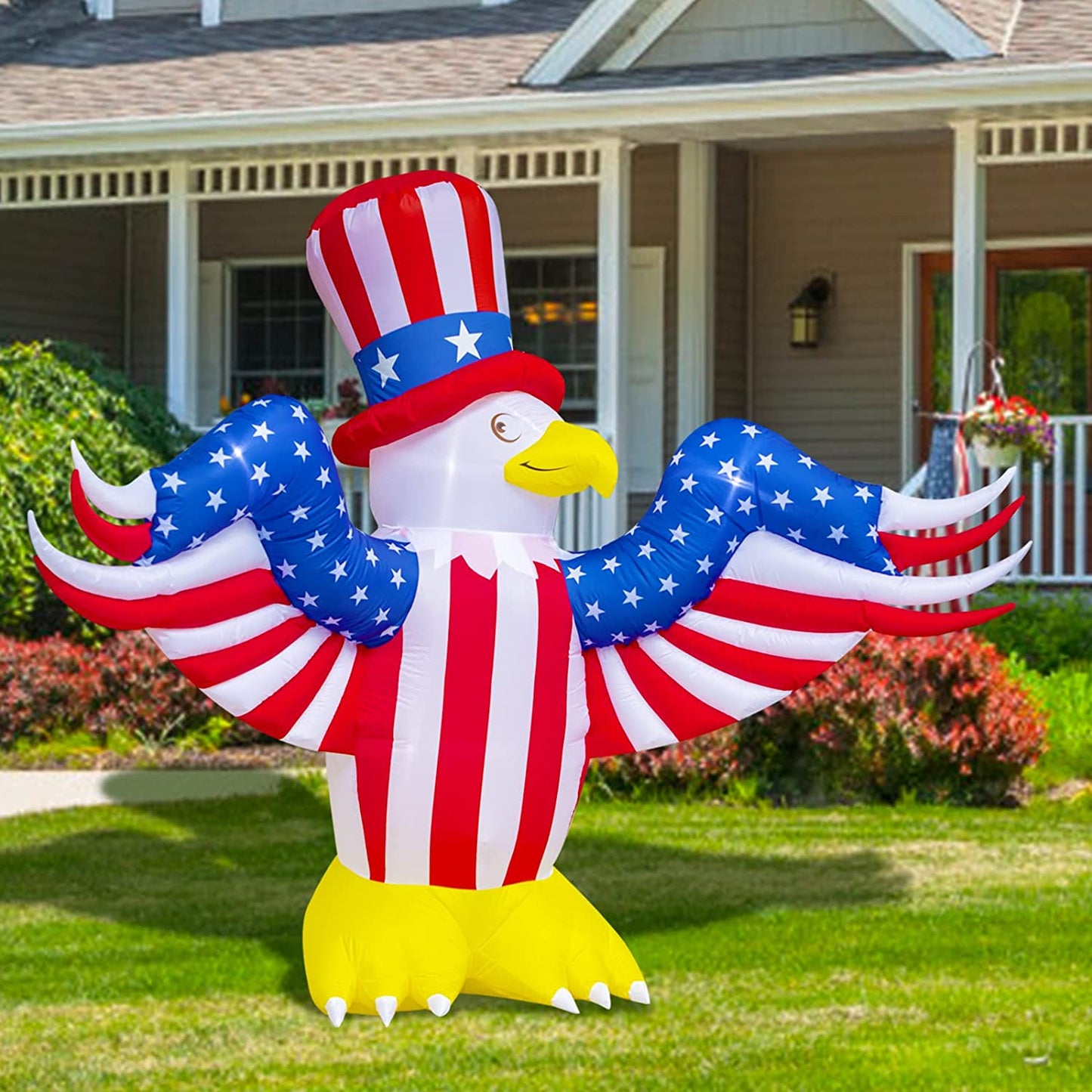 7 FT 4th of July Inflatable Decorations, American Flying Bald Eagle Decor with Build-in LEDs
