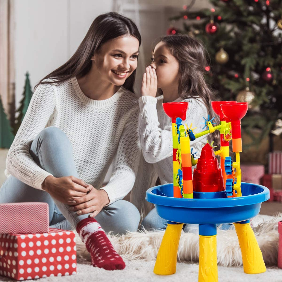 Sand & Water Play Table for Kids, 2-in-1 Beach Set Toys