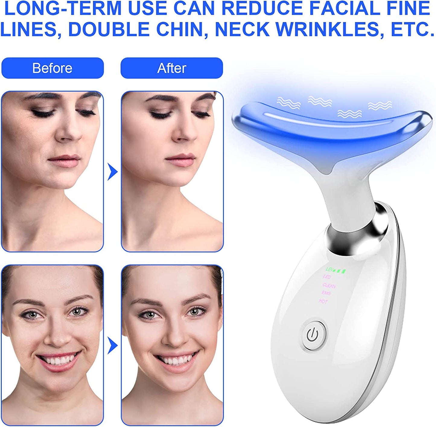Firming Wrinkle Removal Device for Neck Facial Massage Kit, Double Chin Reducer