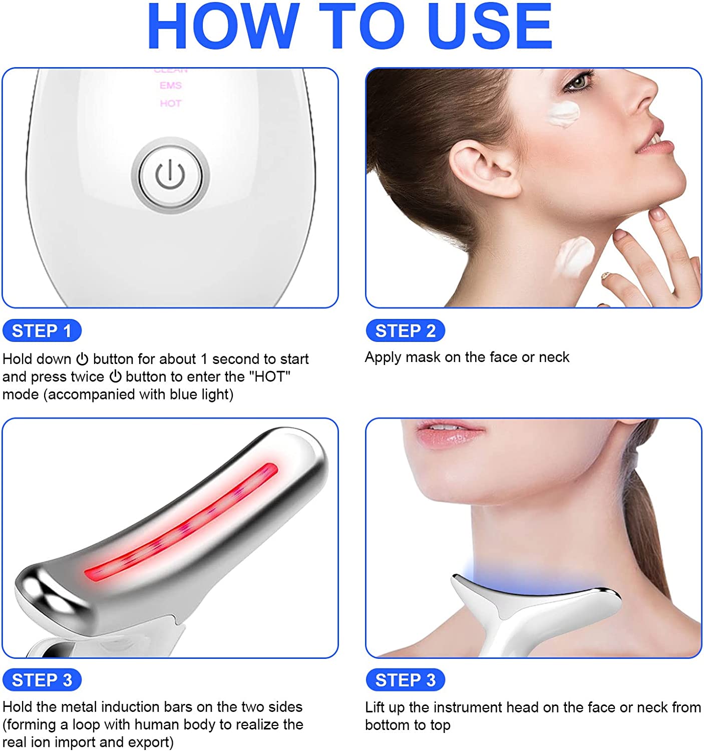Firming Wrinkle Removal Device for Neck Facial Massage Kit, Double Chin Reducer