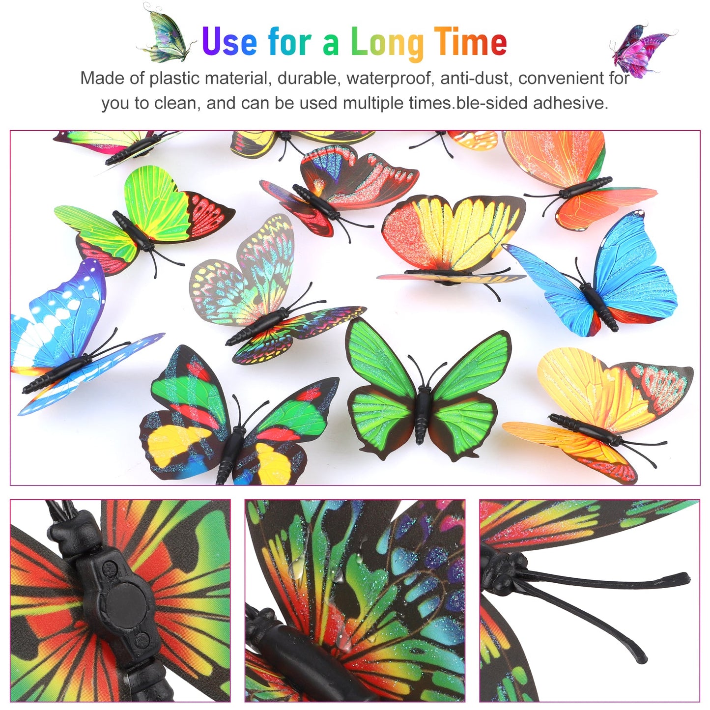 12Pcs Luminous 3D Butterfly Wall Stickers w/ Led Lights