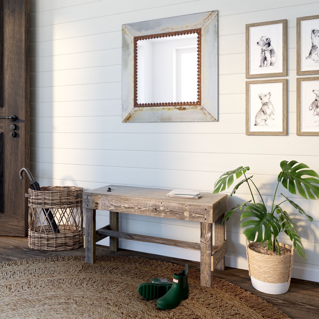 Woven Paths Wood Bench