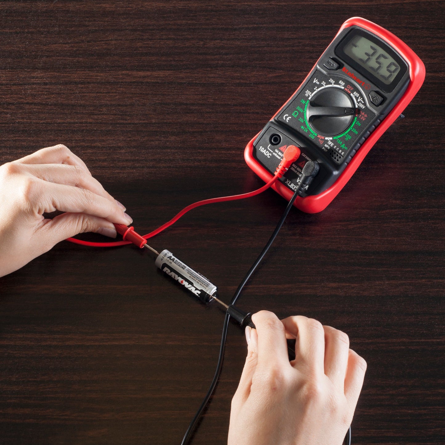 Multimeter w/ Backlit LCD Display & Needle Probes- Amp, Ohm & Voltage Tester