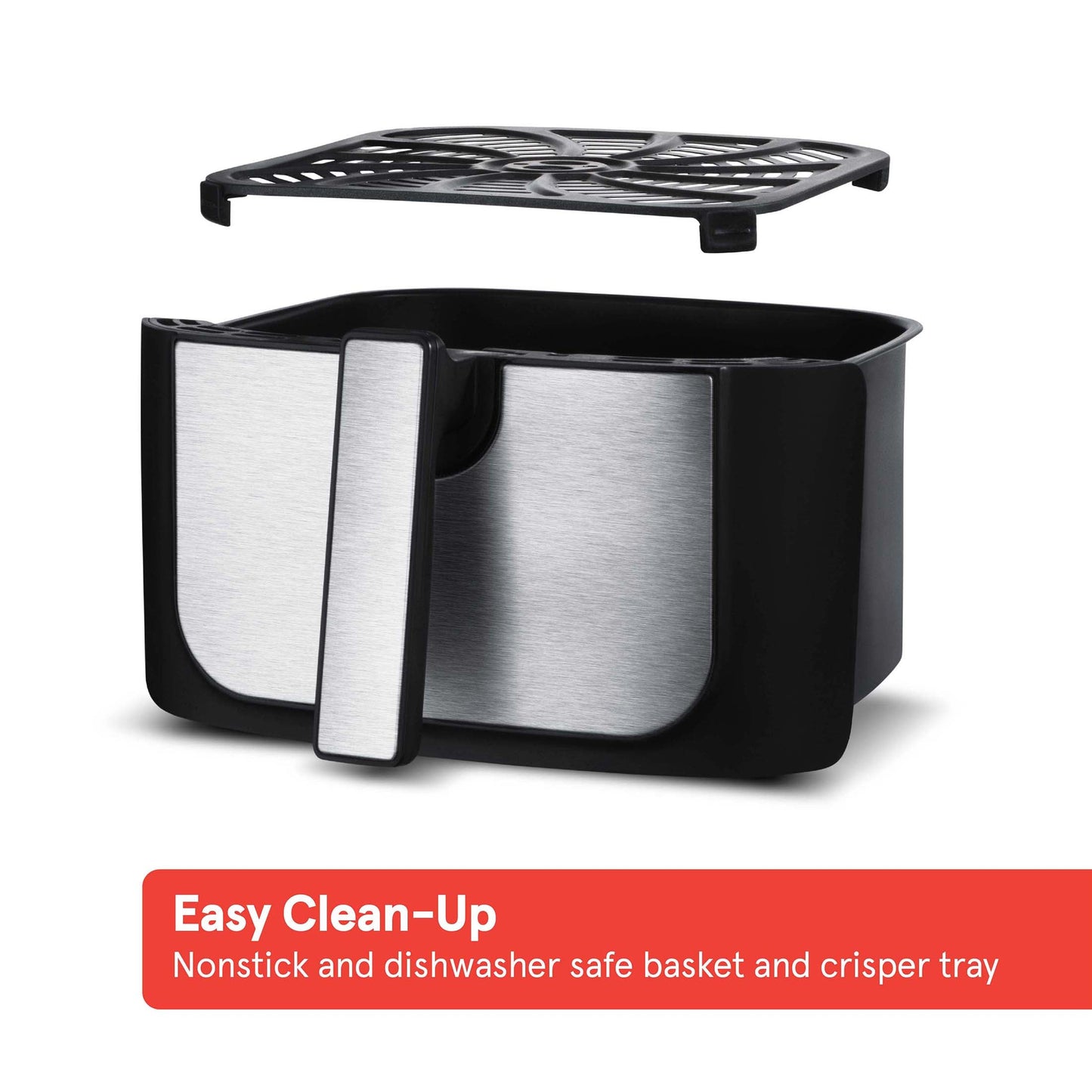 8 QT Digital Air Fryer w/ FryForce 360, Black/Stainless Steel