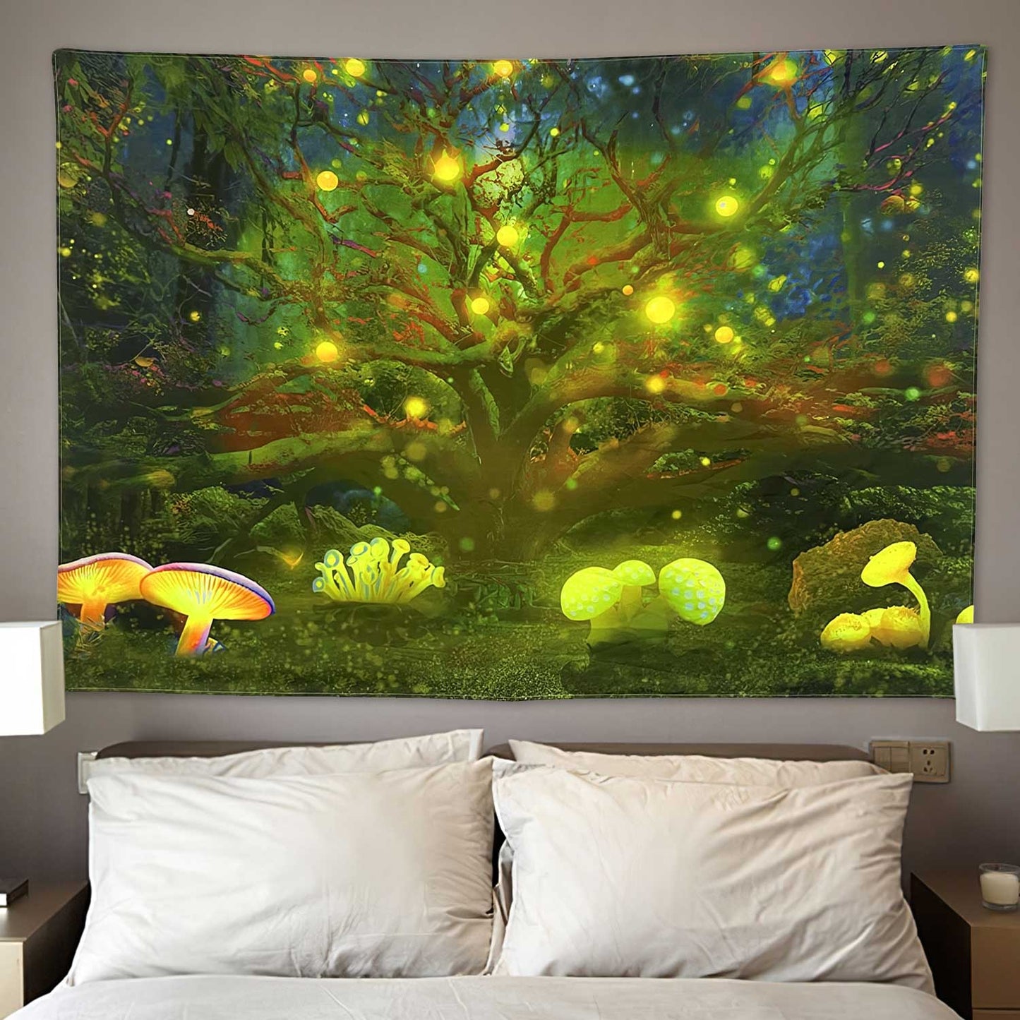 Blacklight Fantasy Forest Tapestry  60X40"