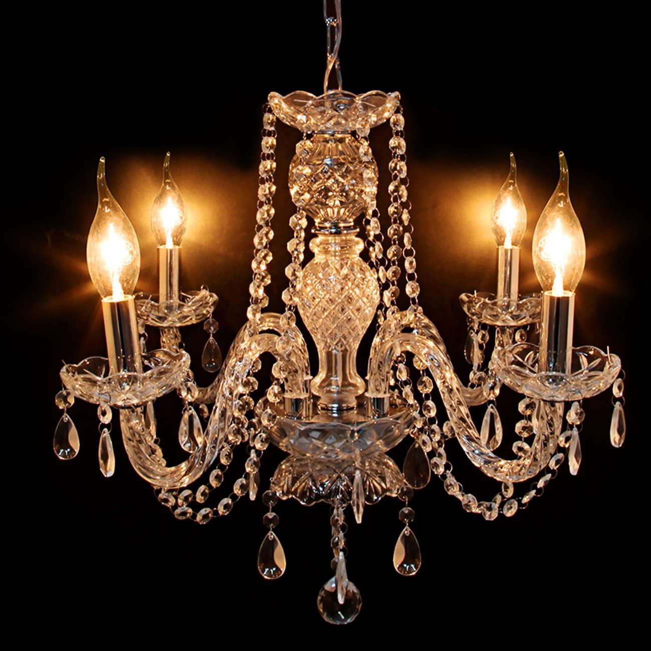 Clear Crystal Chandelier 4 Lights Pendant Ceiling Fixture