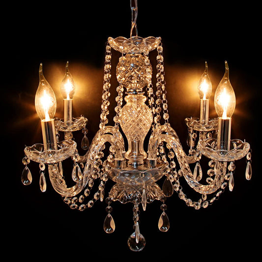Clear Crystal Chandelier 4 Lights Pendant Ceiling Fixture