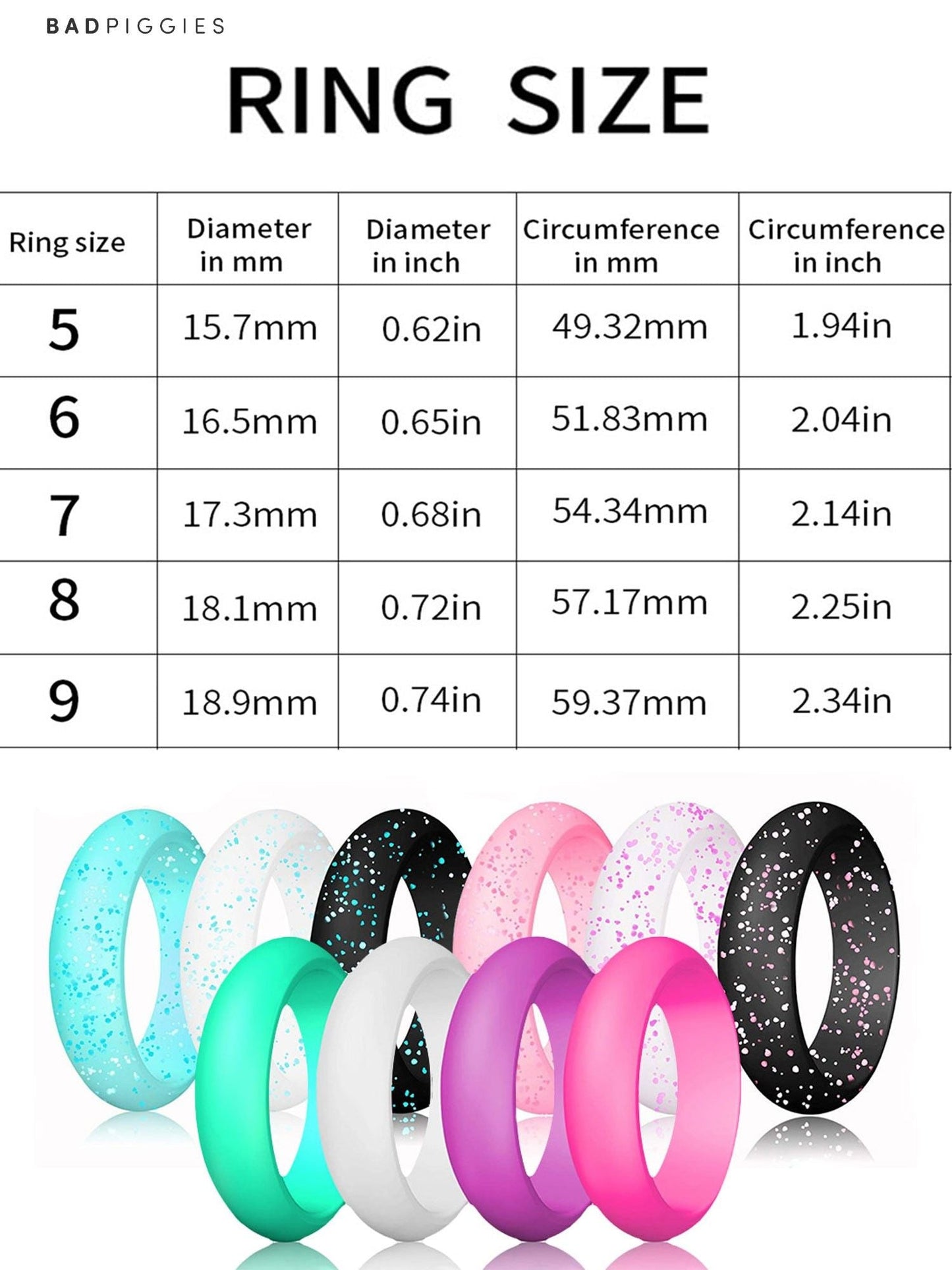 10Pcs Women Silicone Wedding Band/ Engagement Rings Set