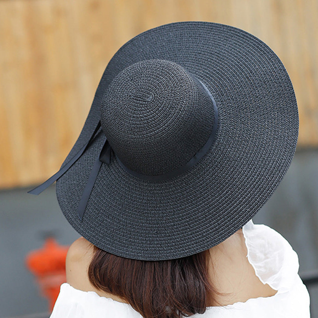 Foldable Wide Brim Bowknot UV Protection Floppy Summer Hat for women