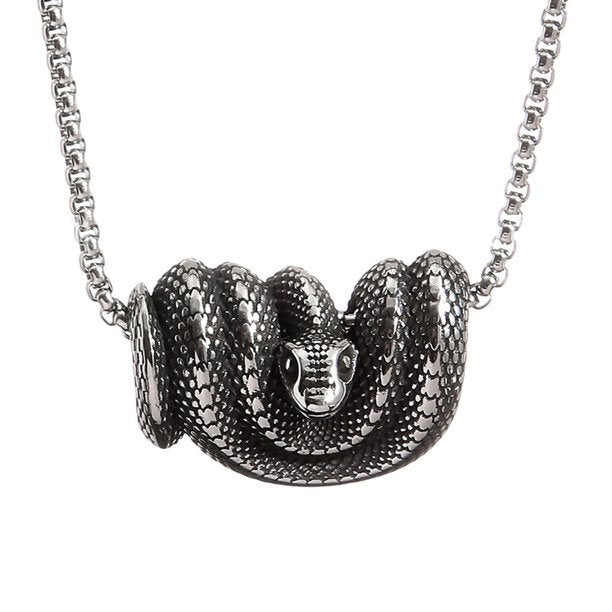 Retro Vintage Stainless Steel Snake Necklace for Men/Women