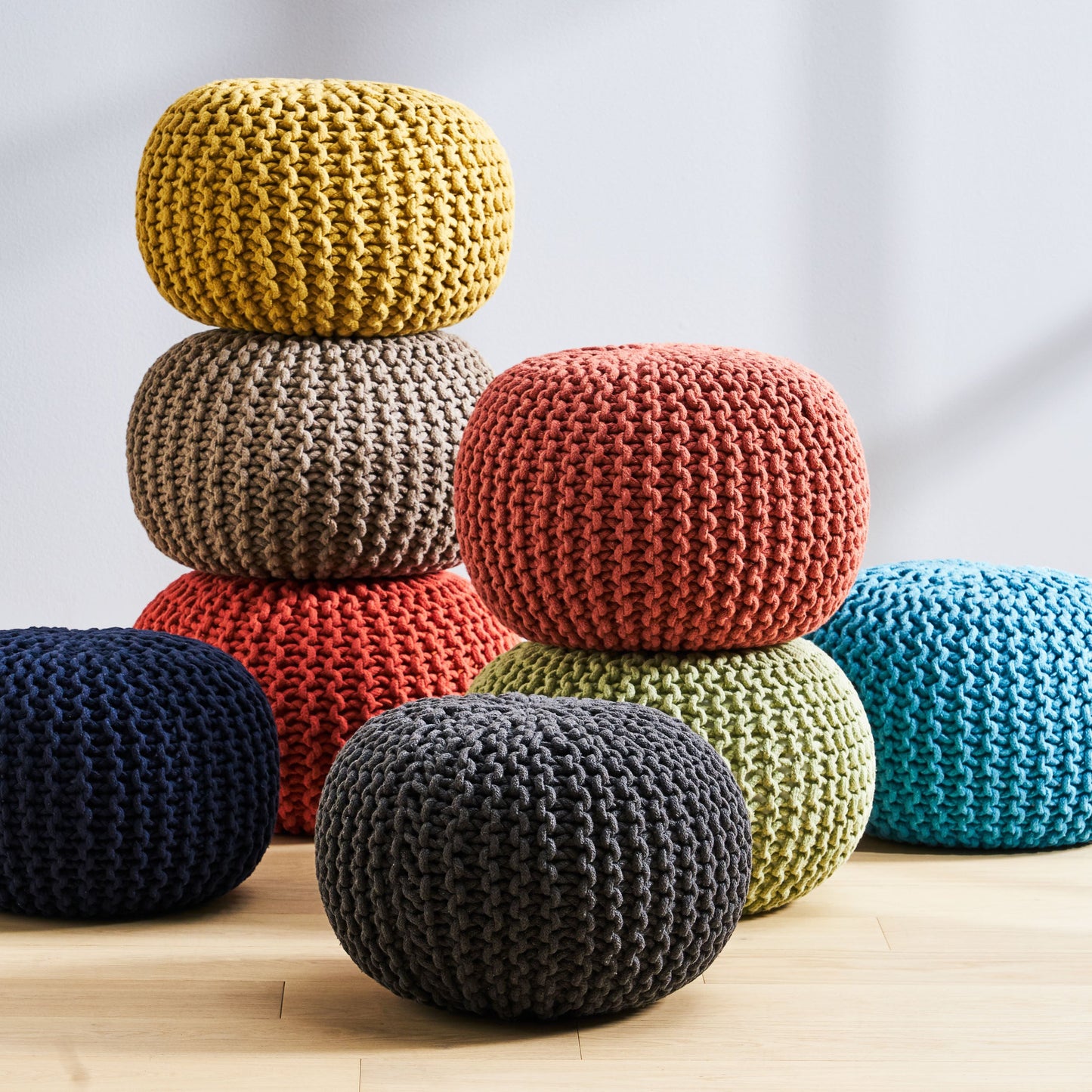 Indoor Bohemian Handcrafted Modern Cotton Ottoman Pouf