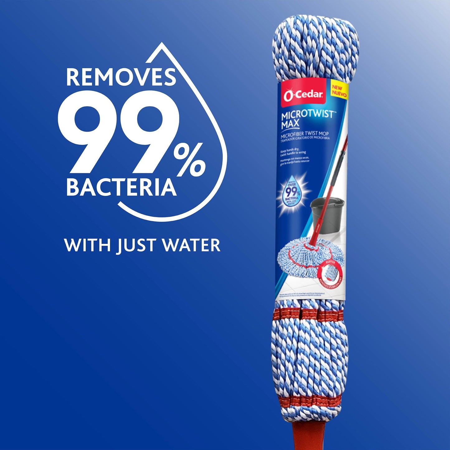 Microfiber Mop, Removes 99% of Bacteria w/ Just Water