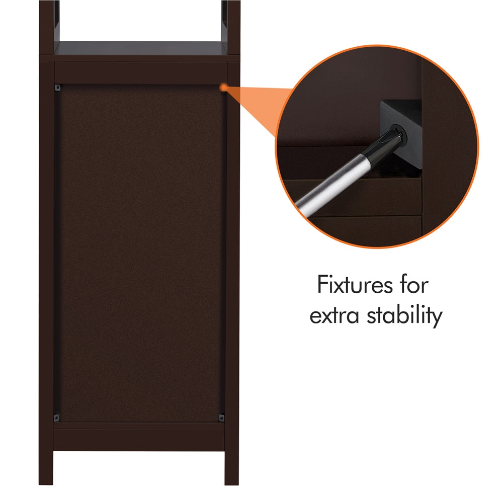 Wood Tower Cabinet w/ 3 Open Shelves & 1 Adjustable Shelf, Espresso