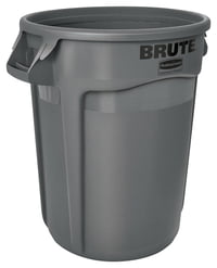 32 gal Brute Round Plastic Garage Trash Can, Gray