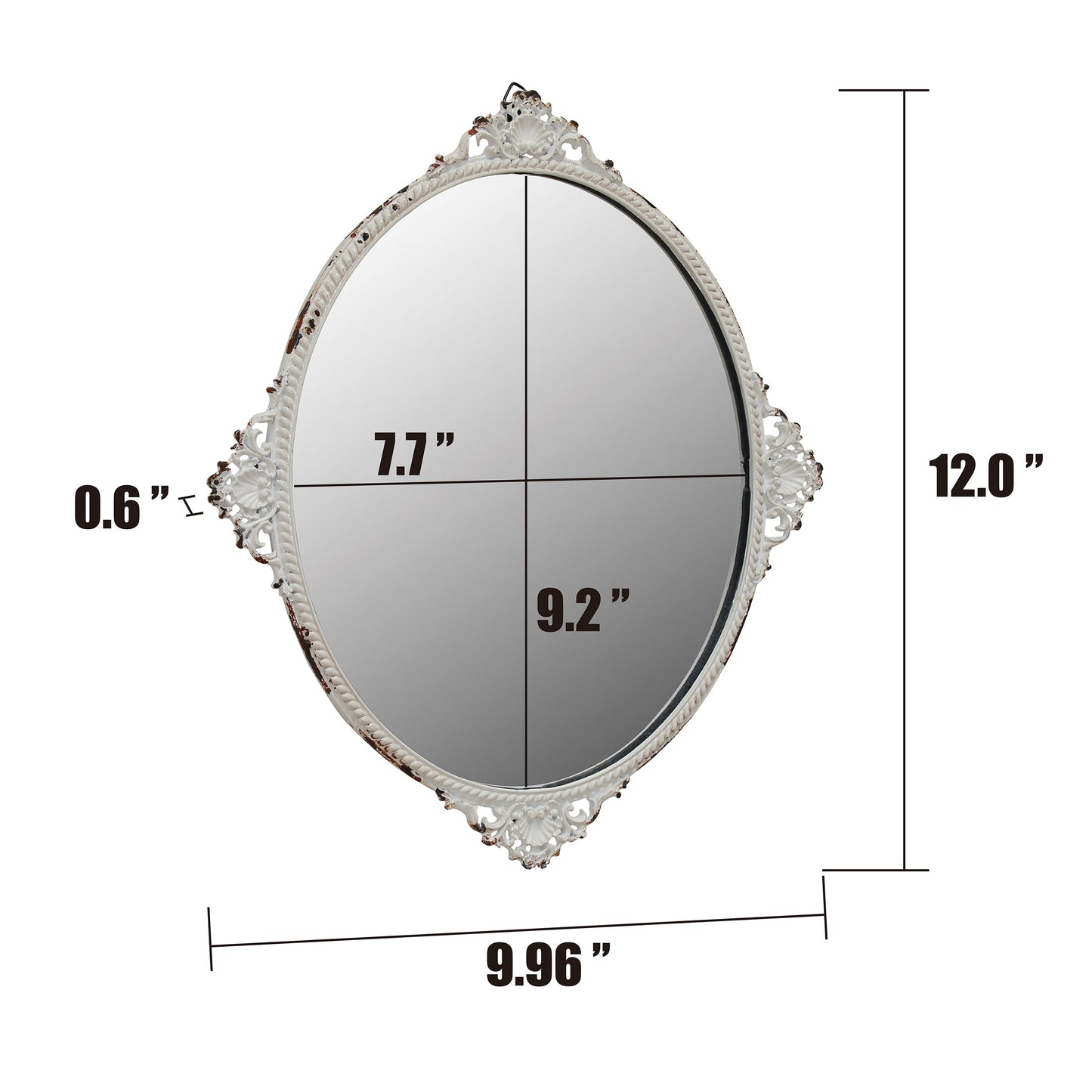 11.6" x 10" Off-White French Country Metal Accent Mirror Wall Decor