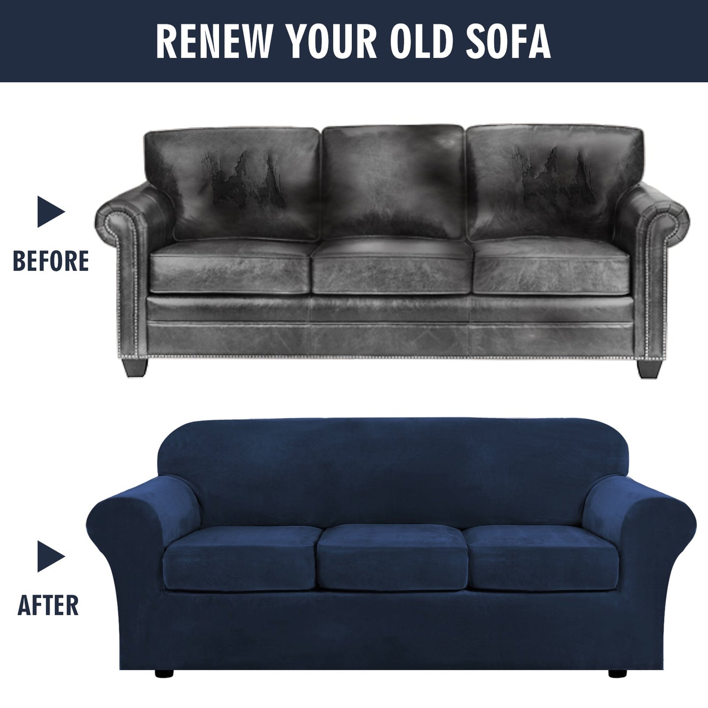 Sofa Covers for 3 Seaters (Base Cover Plus 3 Individual Cushion Covers)