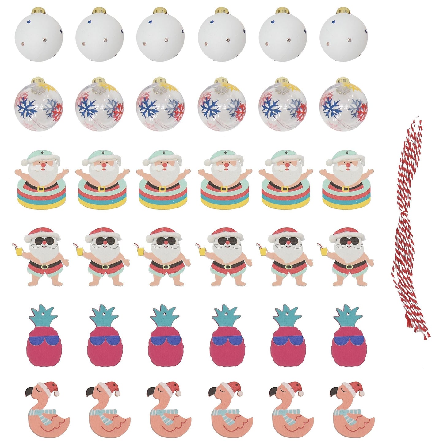 36pc Pink & White Flock Christmas Tree w/ Mini Ornament Set