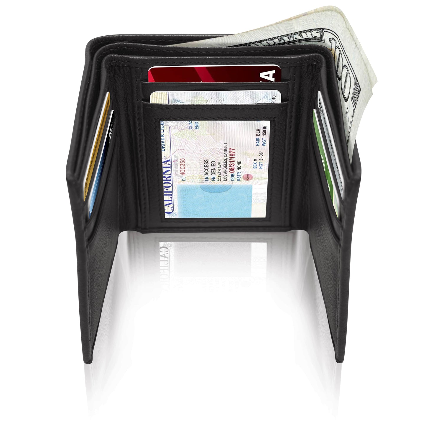 Genuine RFID Leather Slim Trifold Wallets For Men