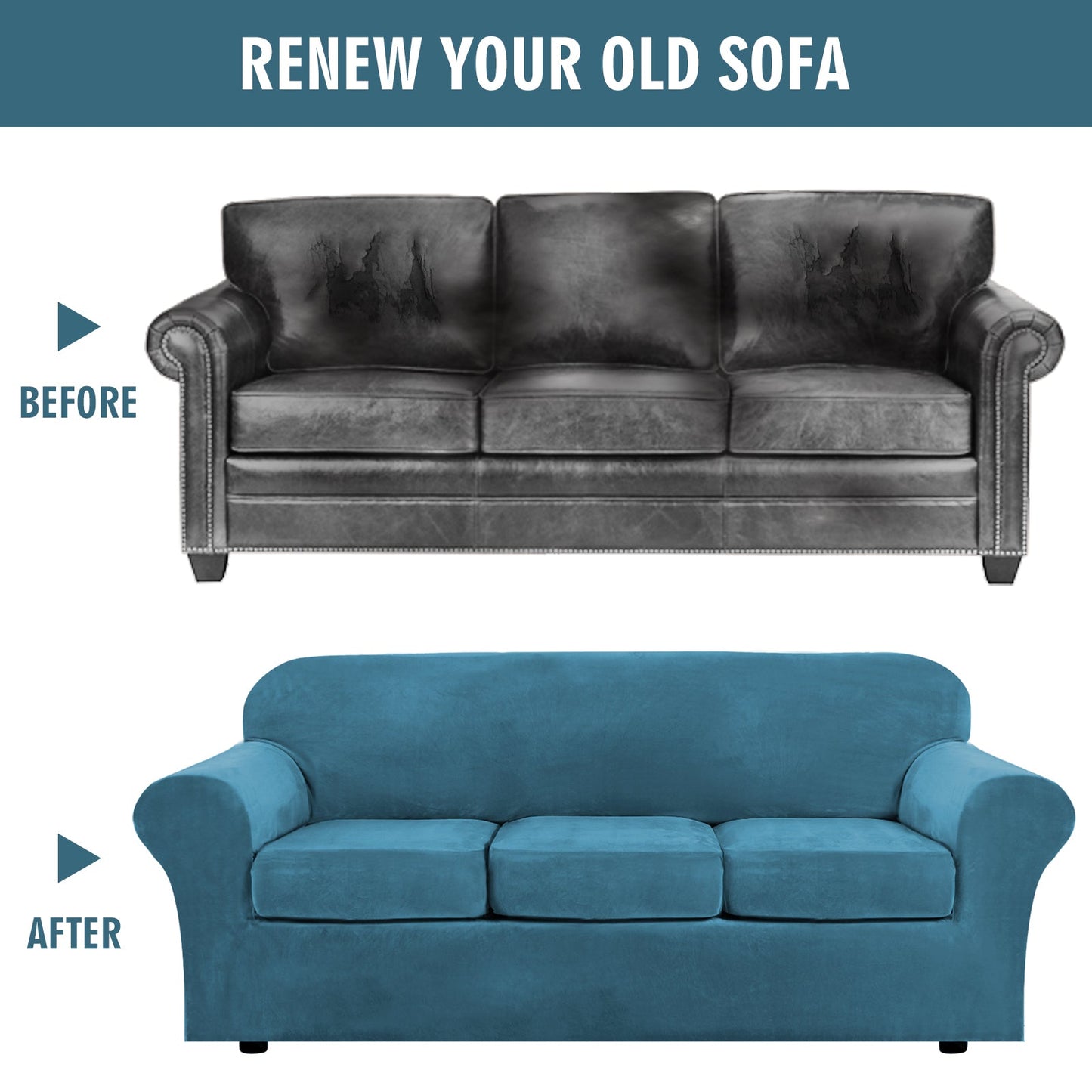 Sofa Covers for 3 Seaters (Base Cover Plus 3 Individual Cushion Covers)