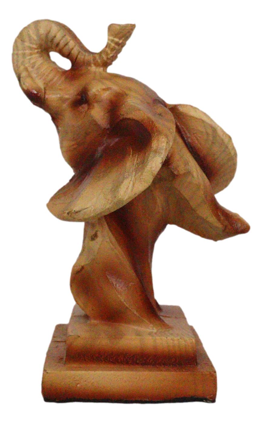 Safari Wildlife Elephant Bust Wood Carving Figurine
