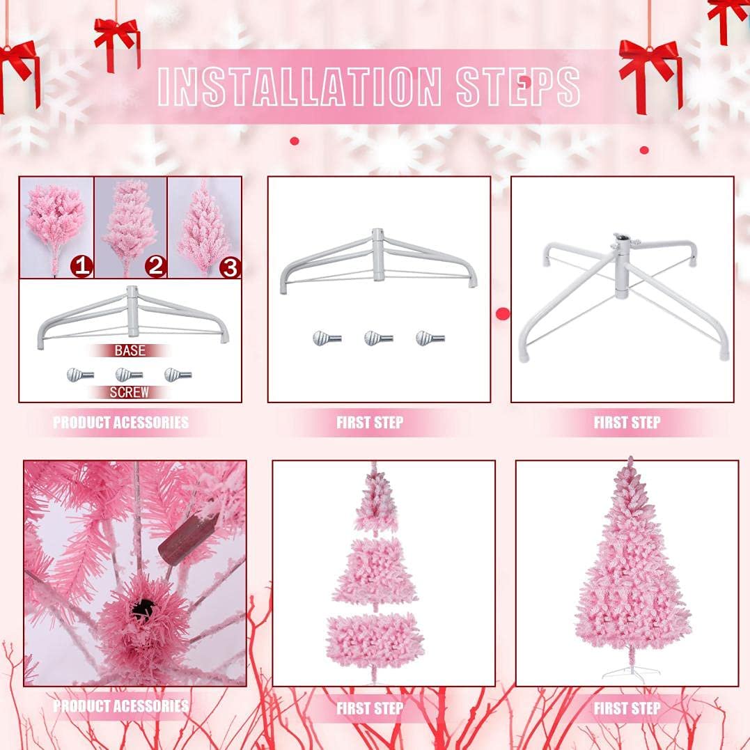 7ft Premium  Artificial Pre-Lit Christmas Tree w/  Ornaments & Star Topper