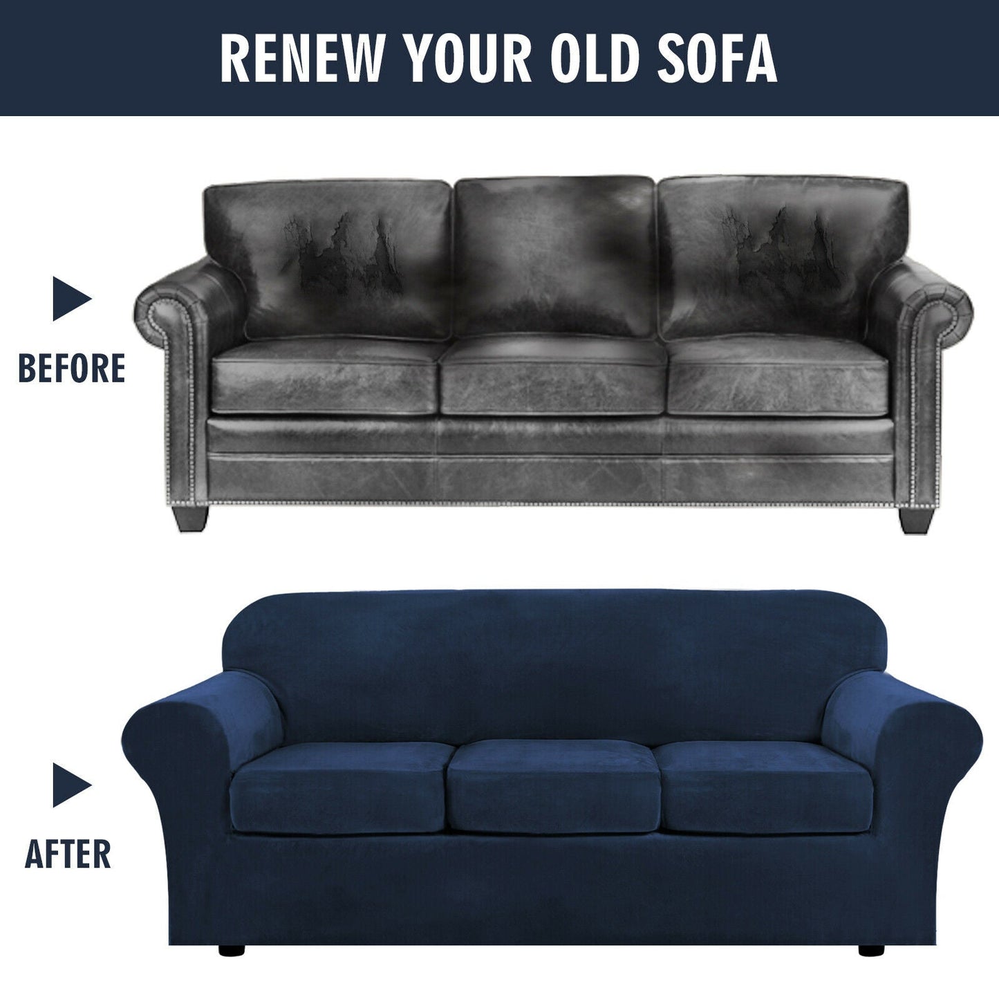 Sofa Covers for 3 Seaters (Base Cover Plus 3 Individual Cushion Covers)