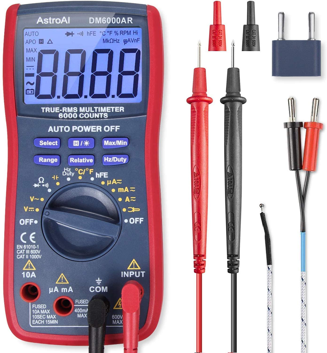 Digital Multimeter TRMS 6000 Counts Volt Meter Ohmmeter Auto-Ranging Tester