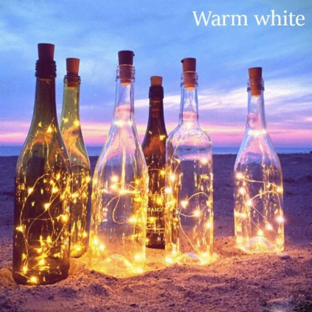 20 LED Wine Bottle Lights w/ Cork 6.5ft Silver Wire