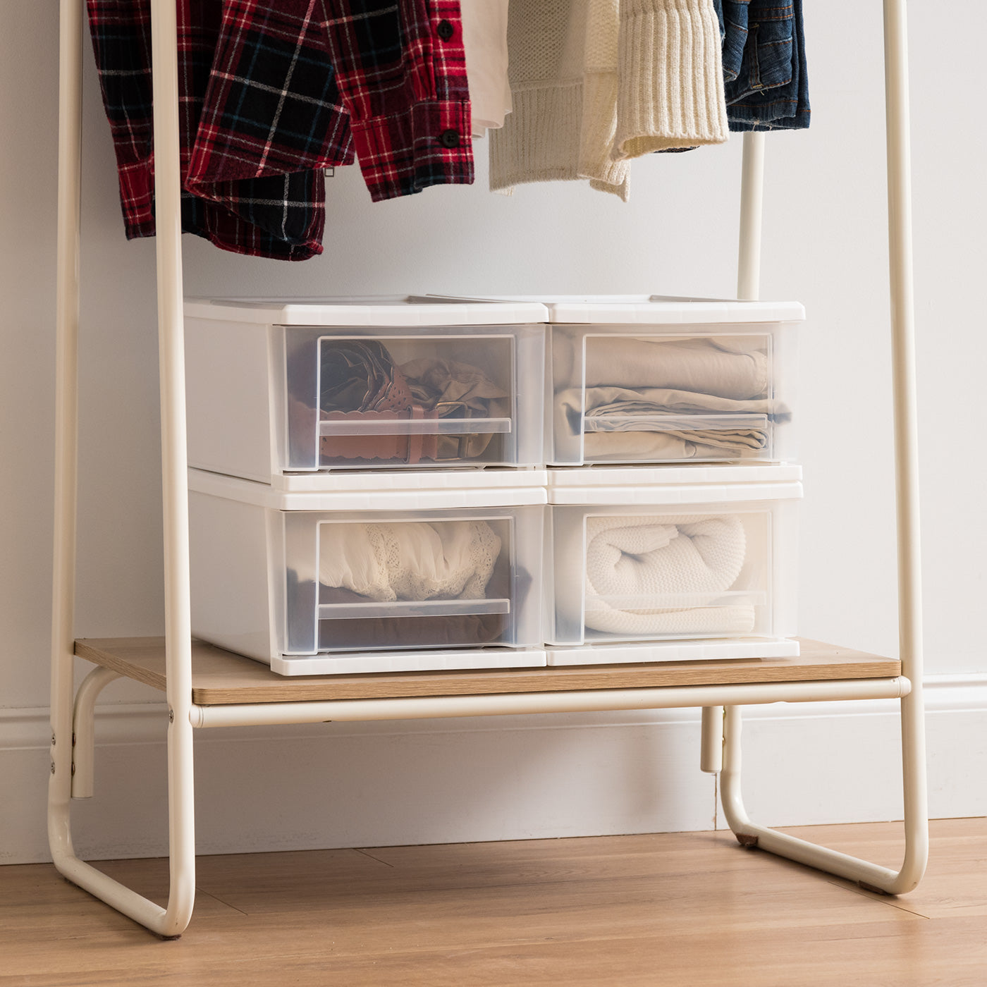 8.75" Wide Plastic Stacking Storage Box w/ Drawer, 4 pack