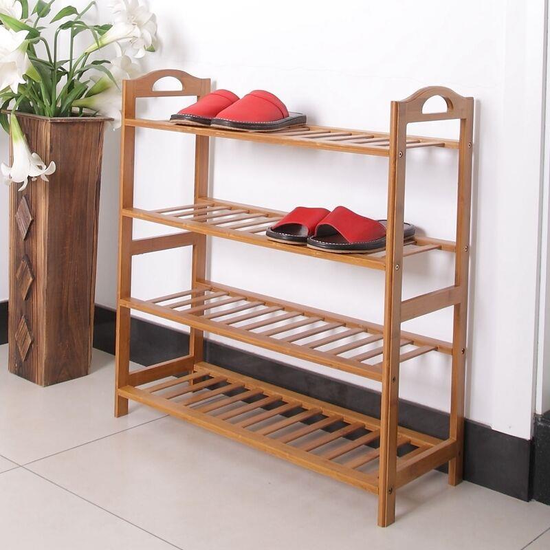 Bamboo Wood Shoe Rack 4-Tier, Natural Finish