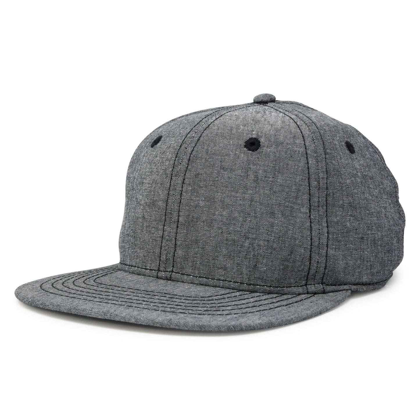 Men's Premium Flat Bill Snapback Chambray Hat 6 Panel Cap