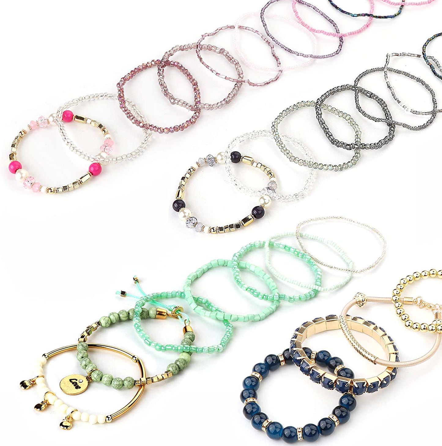 6 Sets Bohemian Stackable Bead Bracelets for Women