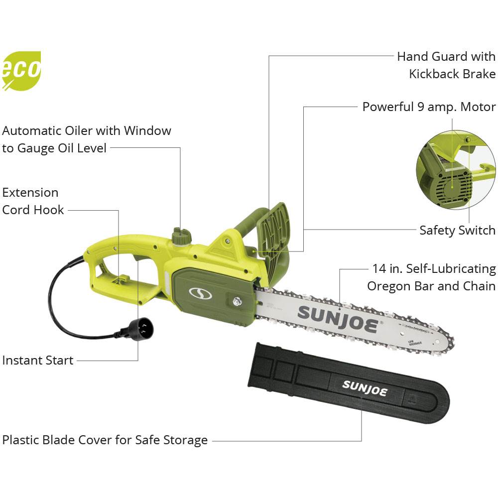 Electric Handheld Chainsaw , 14-Inch, 9-Amp , Low-Kickback